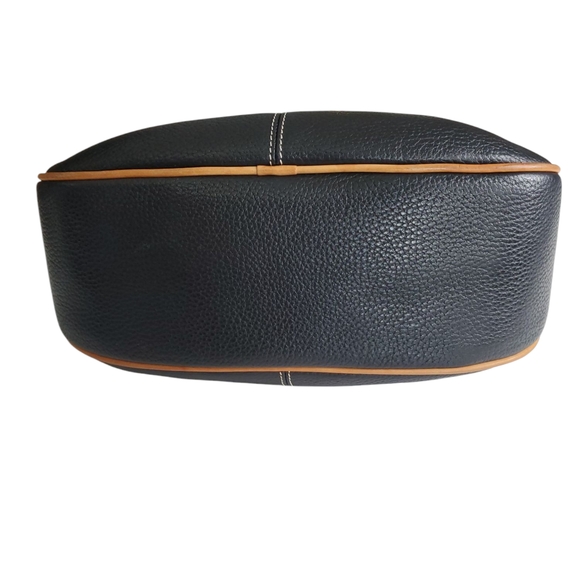 Dooney & Bourke Hobo Black Tan Pebble Leather Shoulder Bag Purse Medium Vtg - Picture 6 of 15